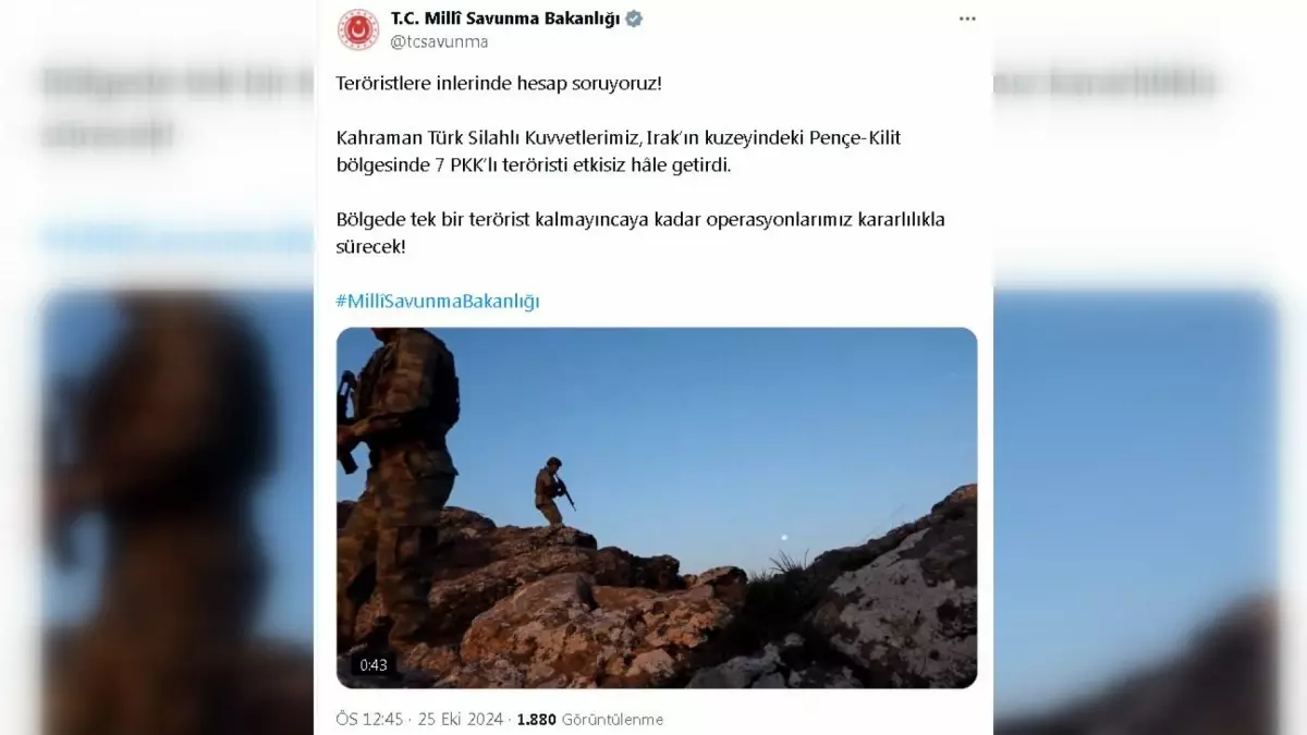 Pençe-Kilit’te 7 PKK’lı Terörist Etkisiz Hale Getirildi